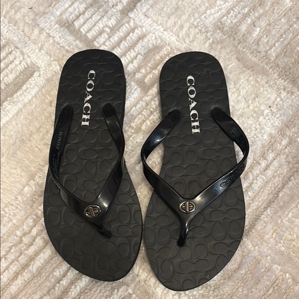 Coach Black Flip Flops